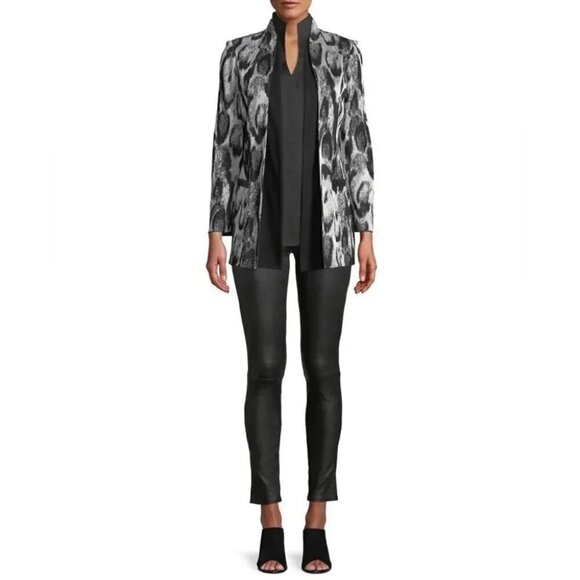 Misook "Snow Leopard" knit jacket Large - Picture 9 of 12